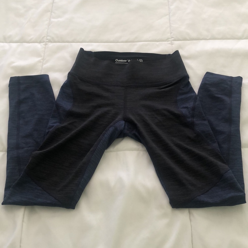 Outdoor Voices XS leggings color blocked heathered lines in navy & black grey - Picture 9 of 9